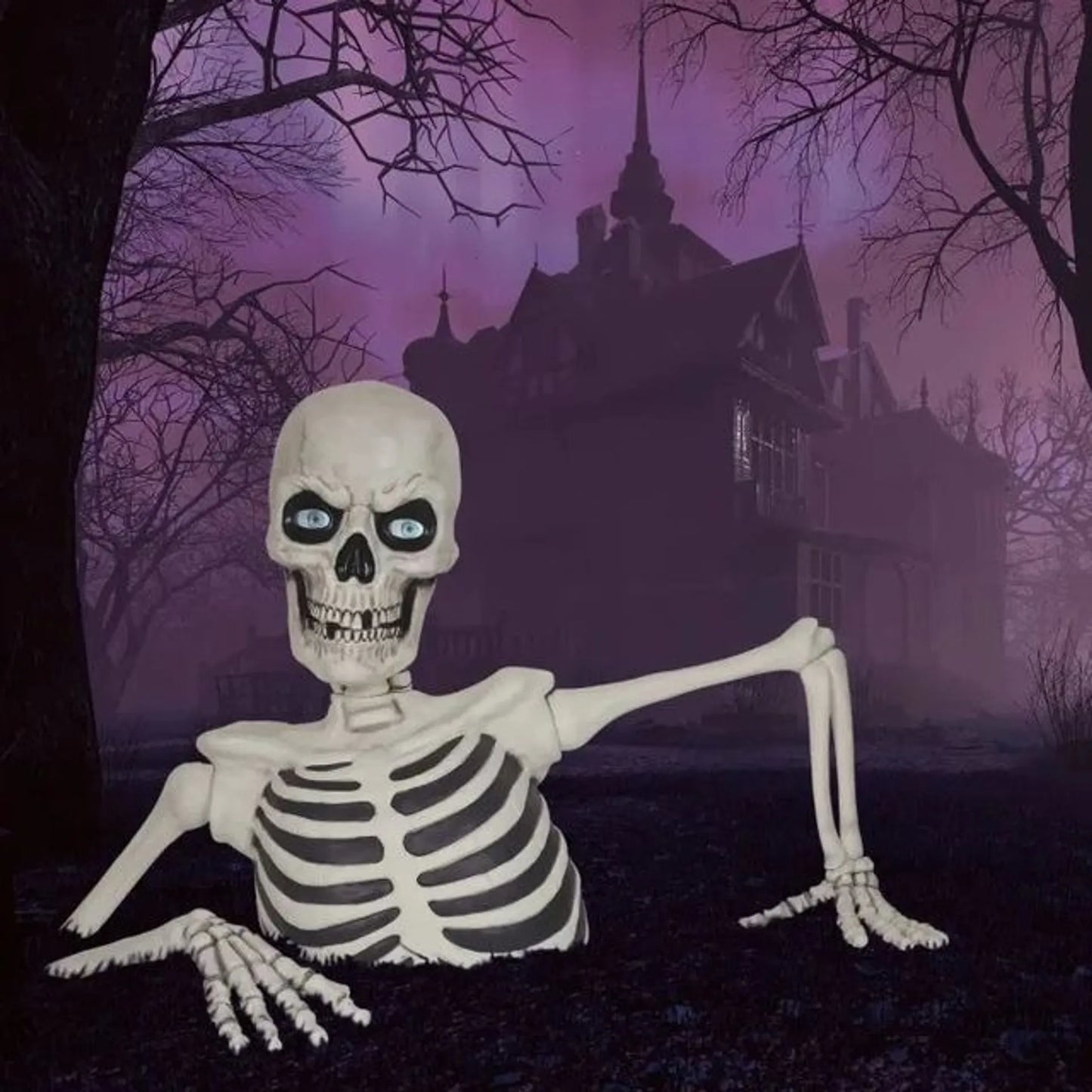 👻🎃Halloween Pre-sale 50% OFF🔥+FREESHIPPING🔥–Towering Skeleton with LED Eyes & Haunting Sounds 👻