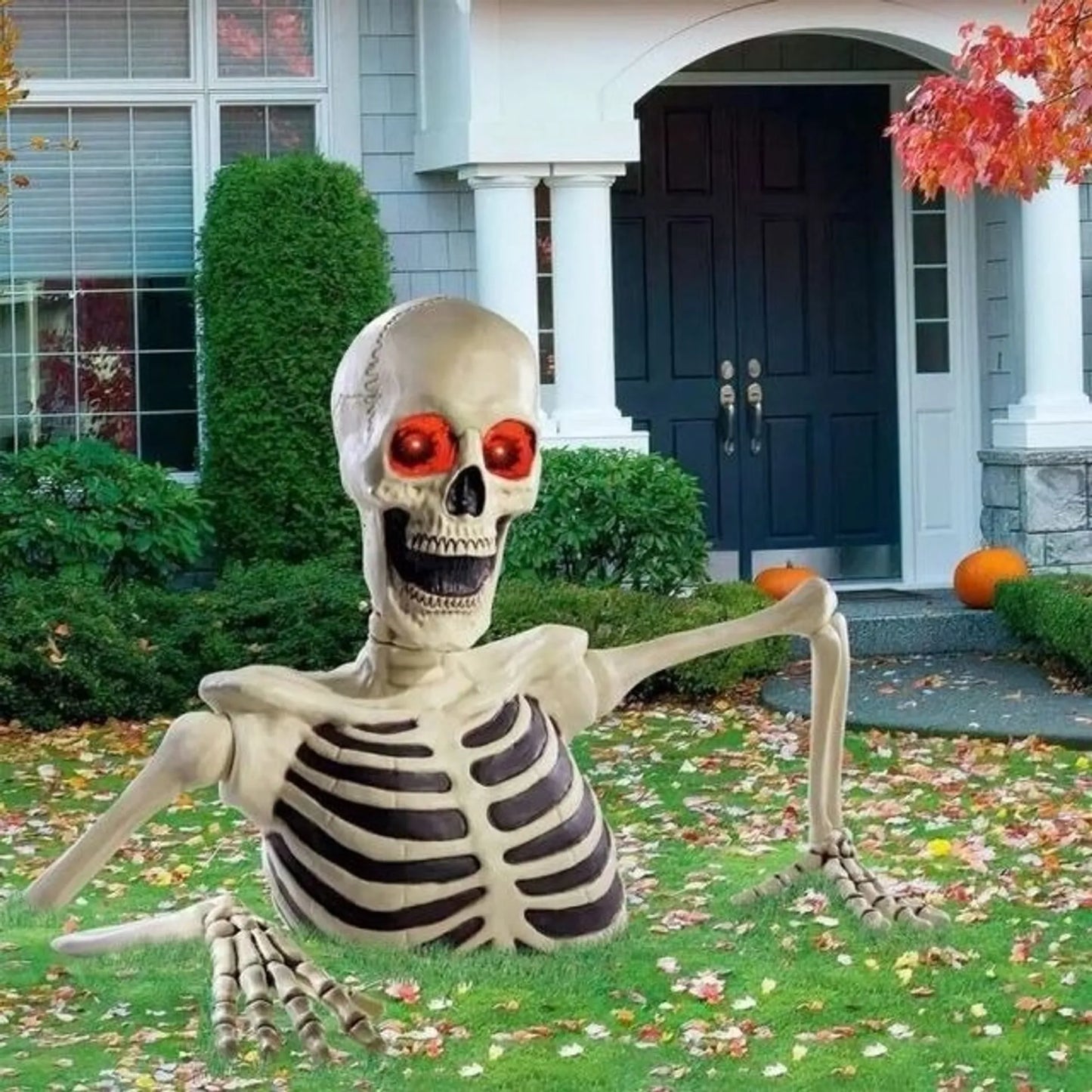 👻🎃Halloween Pre-sale 50% OFF🔥+FREESHIPPING🔥–Towering Skeleton with LED Eyes & Haunting Sounds 👻